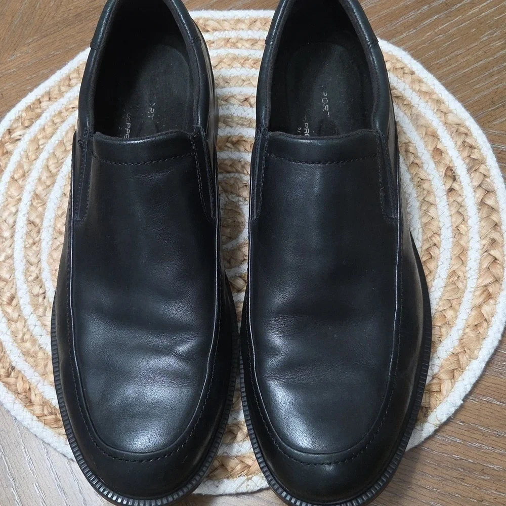Rockport Men’s Taylor Waterproof Slip On Black Leather Loafers, Size 13